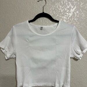 Classic White Ribbed Women's Cropped Top